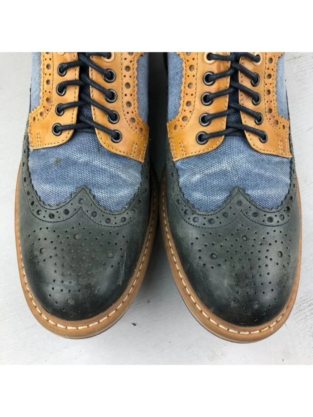 Clarks Men's Size 10.5M Darby Limit Blue Brown Leather Wingtip Brogue Oxfords